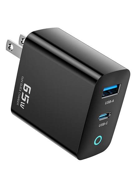 CARGADOR TOOCKI  GAN USB + TIPO C DE 65W BLACK TCTAC-LXA01