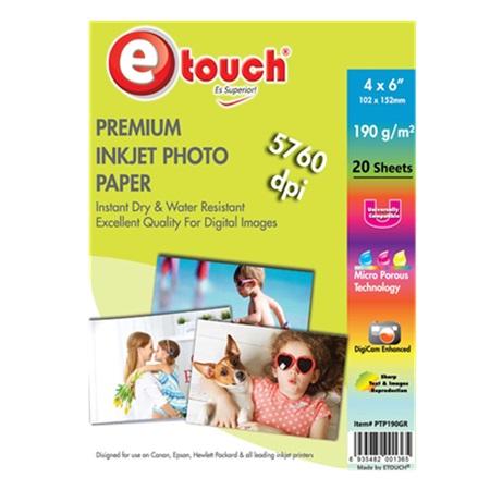 PAPEL FOTOGRAFICO 4X6" ETOUCH 190GR-20