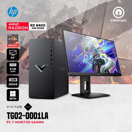 PC GAMING HP VICTUS TG02-0001LA RYZEN 5 5600G 8GB RAM 256GB SSD RX6400 WINDOWS 11+ MONITOR OMEN 24" 809Q3LA#ABM
